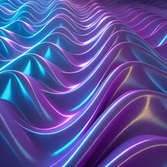 Obraz premium Abstract Metallic Waves with Neon Highlights, futuristic, background
