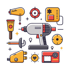 Tools and Equipment Vector Icons Illustration Concept