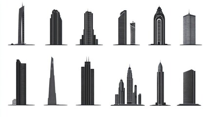 Cityscape Skyscrapers, modern architecture, urban background, design illustration