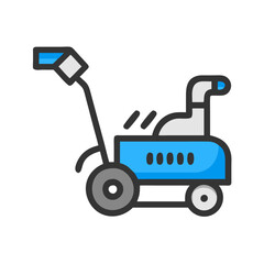 Carpet cleaner icon with handle and wheels design