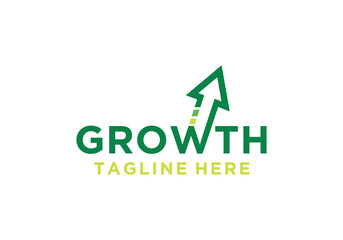 Modern growth logo design with wordmark. Abstract arrow shape design in letter W in word growth, vector graphic illustration of letter W. Symbol, icon, creative growth, develop, rise