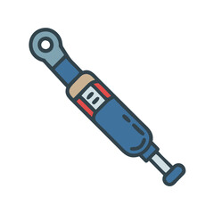 Stylized blue shock absorber illustration on black background