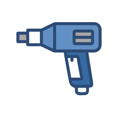 Blue Heat Gun Tool Icon on Black Background