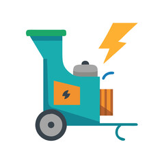 Portable Wood Chipper with Electric Warning Sign Illustration