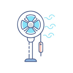 Cooling Fan Illustration: Stationary Fan with Pull Cord