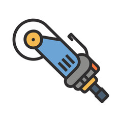 Icon of an angle grinder on black background