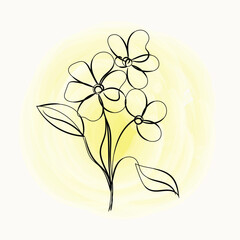 Elegant Minimalist Line Art Flowers on Yellow Background