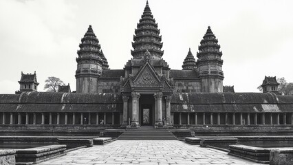 Realistic art drawings of ancient architectural complexes