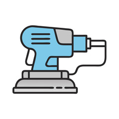 Light Blue Electric Sander Vector Illustration on Black Background