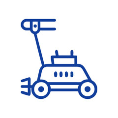 Fototapeta premium Blue Icon of Autonomous Robot on Black Background