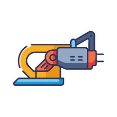 Cartoon robotic arm icon for automation engineering usage