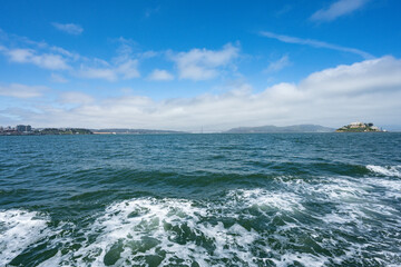 San Francisco, California's Alcatraz National Park in the Spring of 2025 with views of San Francisco and the Golden Gate Bridge