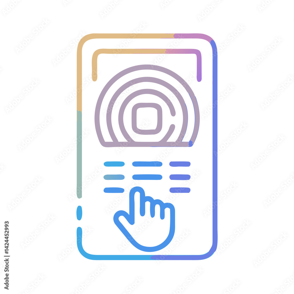 Poster biometric authentication scan with touch interface icon