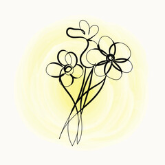 Elegant Minimalist Floral Design with Yellow Background