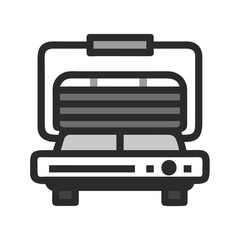 Open Electric Grill Vector Icon on Black Background