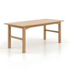 Simple Light Wooden Table Isolated on White Background