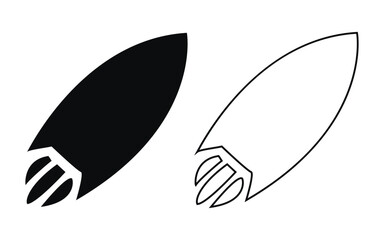 Black and white vector illustration design shows a fish and a leaf icon
