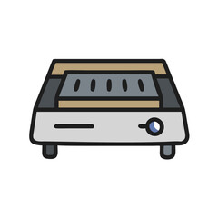 Compact countertop grill machine, food preparing appliance illustration