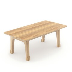 Fototapeta premium Modern Light Wood Coffee Table Isolated on White Background
