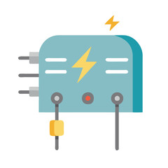 Blue electricity generator flat icon on black background