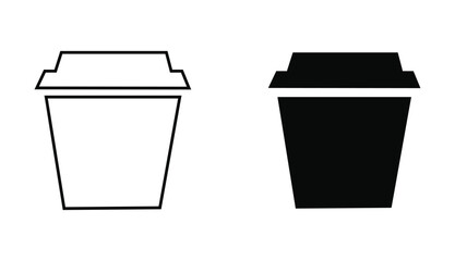 Vector illustration of a green plastic trash bin, an isolated blue recycle container, and a set of white paper and transparent plastic drink cups