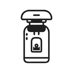 Elegant Perfume Bottle Outline Icon Design on Black