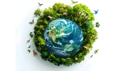 Fototapeta premium Earth surrounded by green moss symbolizing sustainability and nature protection