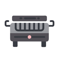 Electric Grill Icon with Knob on Black Background