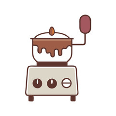 Chocolate Fountain Cartoon Illustration on Isolated Black Background