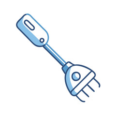 Blue Cartoon Immersion Blender on Black Background Illustration