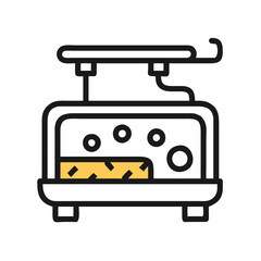 Vintage toaster illustration on black background for designers