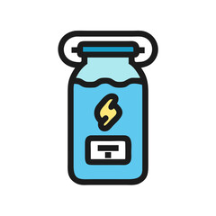 Energy Storage Icon: Jar Battery with Lightning Symbol