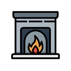 Cozy Fireplace with Flame - Home Comfort Icon