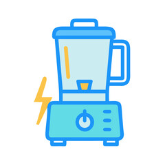 Iconic Blue Blender Illustration, Smoothie Preparation, Lightning Bolt