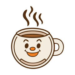 Smiling Coffee Cup Mascot – Kawaii Style Vector Design