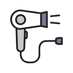 White hair dryer icon on a black background