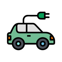 Simple Green Car Illustration with Black Background Image