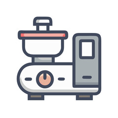 Illustrated Electric Meat Grinder Icon for Kitchen Appliance