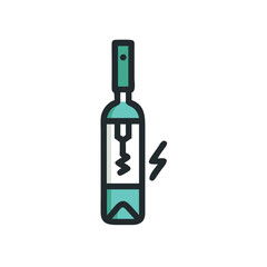 Obraz premium Electric Wine Opener Icon, Teal, Black Background