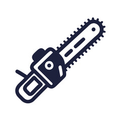 Dark blue chainsaw icon on solid black background
