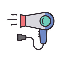 Colorful cartoon blow dryer with plug icon illustration