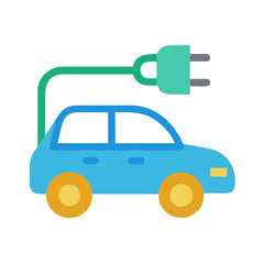 Electric Car Charging Illustration, Green Energy Transportation Concept