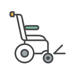 Isolated Line Art Wheelchair Illustration with Black Background