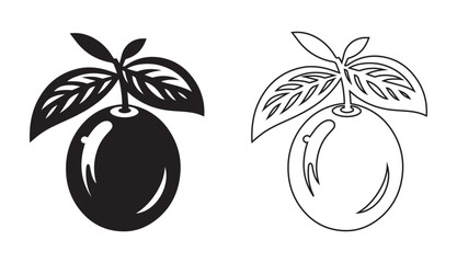 This vector illustration shows a natural, green coconut palm tree silhouette, a sweet design icon of a tropical plant