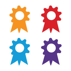 A vector set of colorful ribbons offers design elements like banners and labels for award badges and success symbols