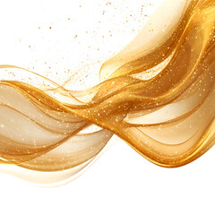 Abstract Golden Wave With Sparkles On White Background