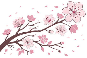 40 Pink cherry blossoms, watercolor flowers, delicate petals, floral pattern, soft pastel hues, botanical illustration, Japanese sakura, spring blooms, scattered floral elements, artistic rendition, d