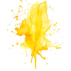 Abstract Yellow Color Painting Illustration - Watercolor Splashes Or Stain On White Background