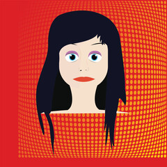 Girl head on halftone background
