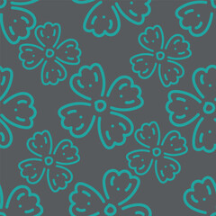 Fototapeta premium Vintage Floral patterns seamless background border embroidery ethnic batik retro. Flower motifs paisley batik. Blue silhouette watercolour flowers ikat design hand drawn. Vector illustration
